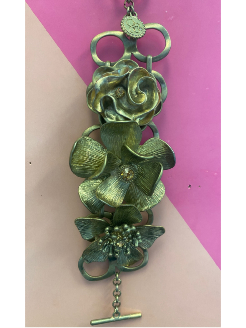 Women's Jessica Simpson Floral Link Bracelet, One Size, Gold